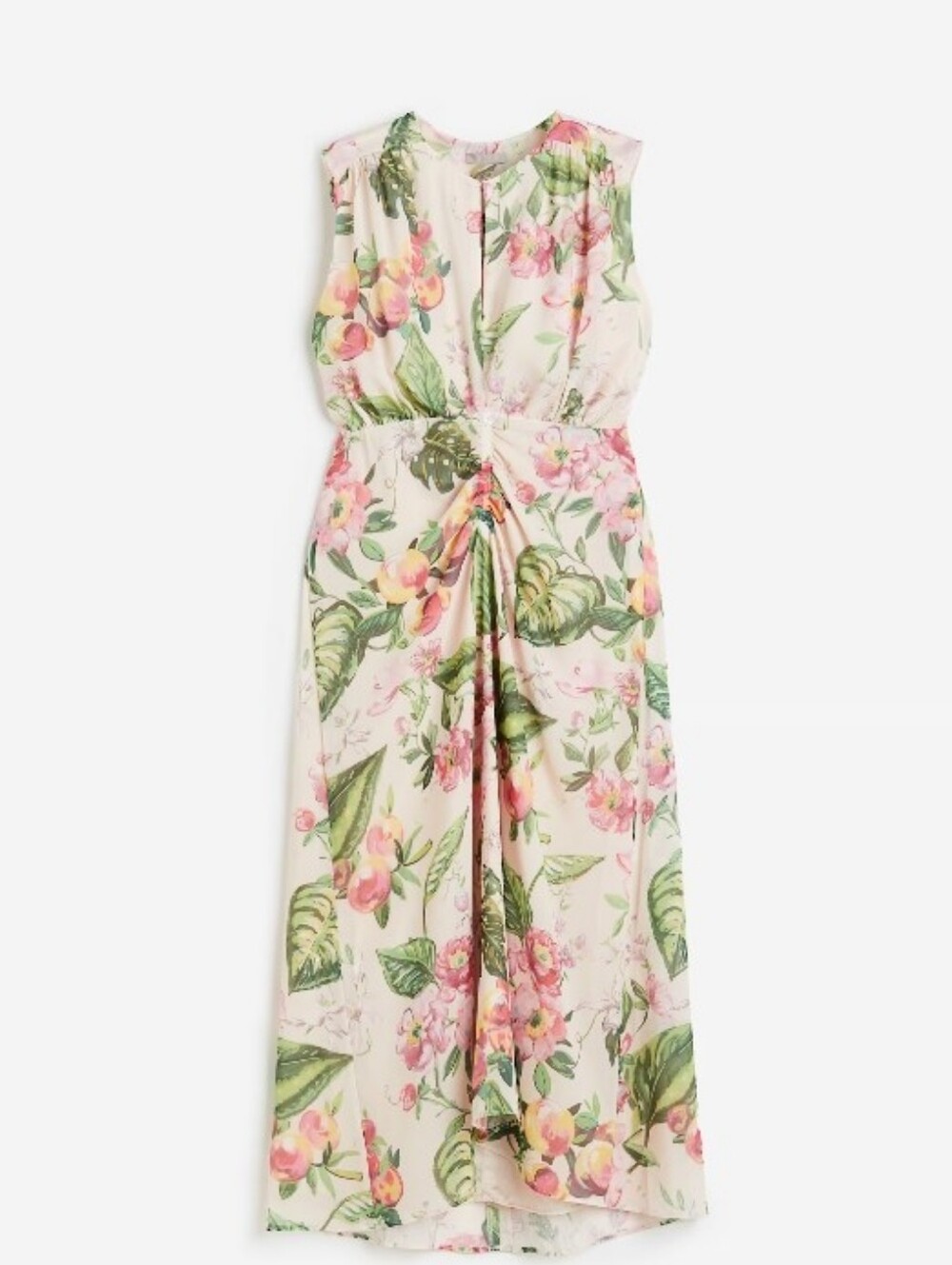 H&M Front Closure Pink Floral Chiffon Maxi Dress